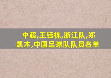 中超,王钰栋,浙江队,郑凯木,中国足球队队员名单